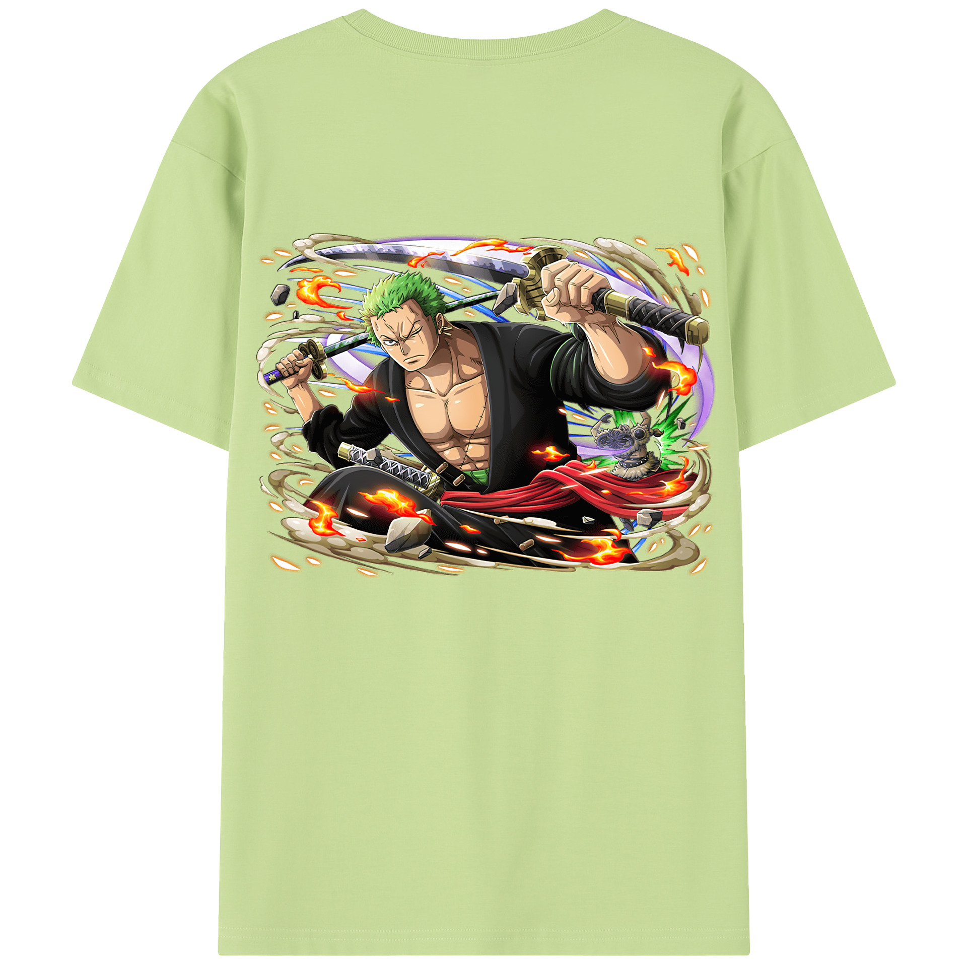 ワンピース ロロノア・ゾロ ONE PIECE Roronoa Zoro 綿100％半袖Tシャツ（背面プリント）
